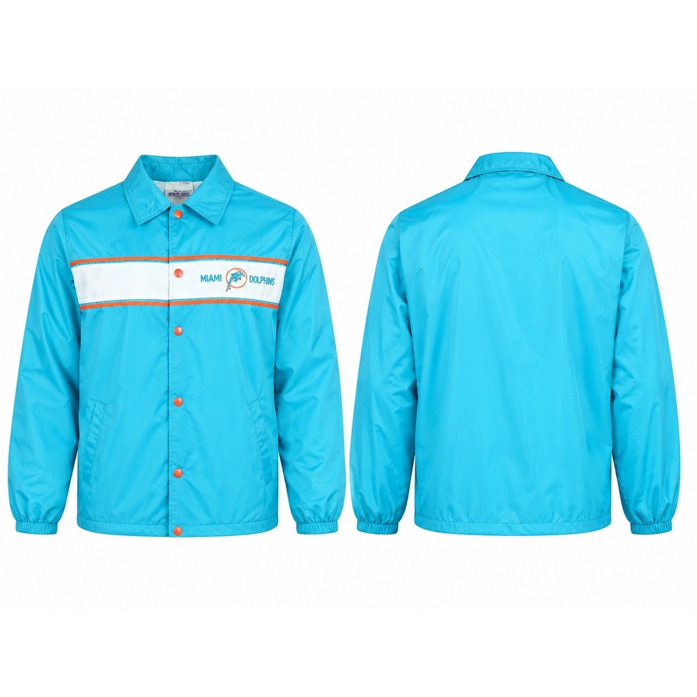 Vintage 90's Miami Dolphins Stahl-Urban NFL Coach Jacket Aqua Orange Mens XL